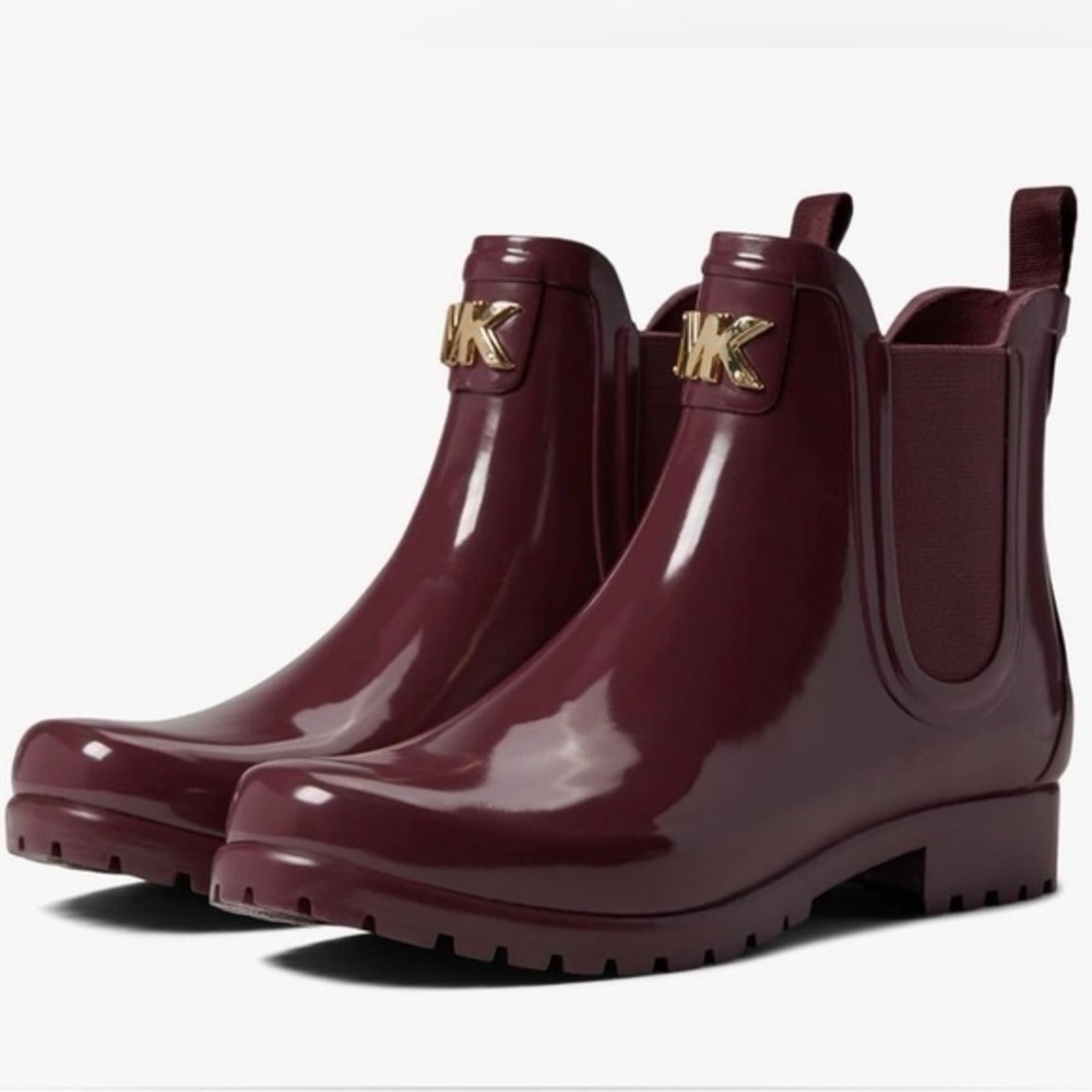 MICHAEL MICHAEL KORS Sidney Water-Resistant Pull-On Rain Booties Dark Be…